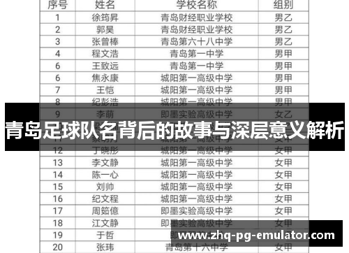 青岛足球队名背后的故事与深层意义解析 青岛足球队名背后的故事与深层意义解析